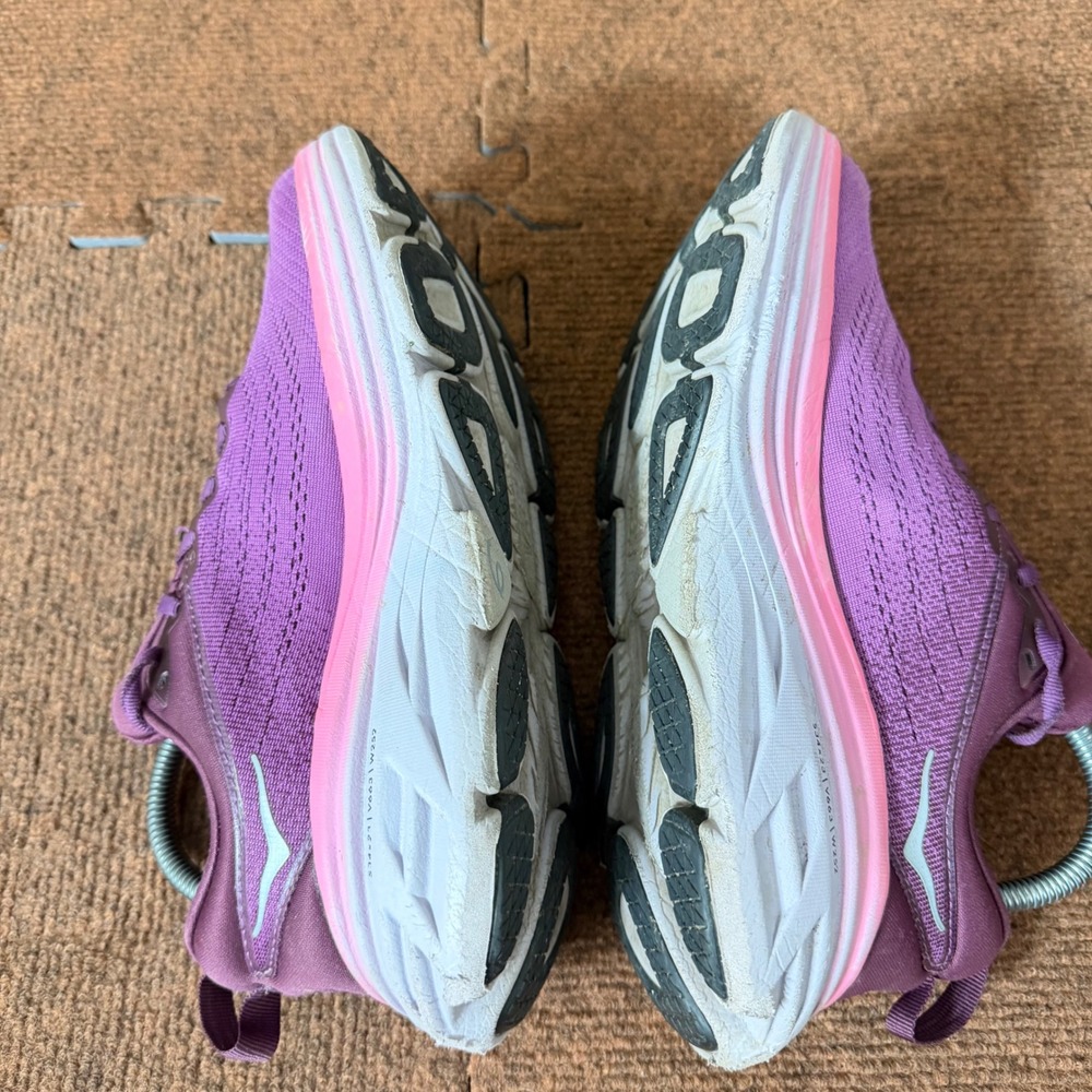 D+ shoe gym Hoka Bondi 8 Womens Running Shoes Purple Pink Road Sneakers 1127952 - Picture 4 of 13